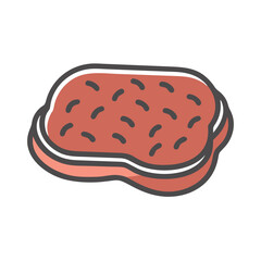 Cartoon illustration of a steak or a cutlet