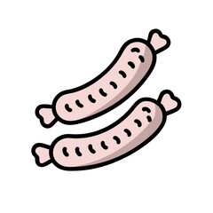 Two sausages on black background, simple style illustration