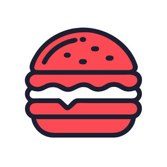 Minimalist Burger Icon on Black Background, Simple Food