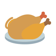 Roasted chicken on a platter vector illustration graphic
