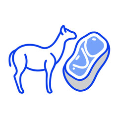 Illustration of venison meat with blue line icon