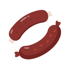 Two cute sausages on a black background illustration