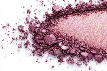 Crushed mauve eyeshadow on white background. AI generative