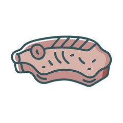 Salmon fillet icon, fresh seafood, vector illustration