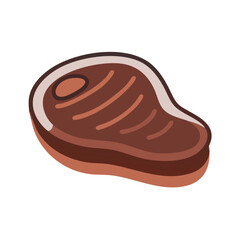 Cartoon Steak Illustration on Black Background, Food Concept