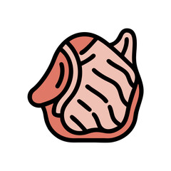 Rose Conch Shell Icon Isolated on Black Background