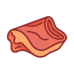 Cartoonish Sliced Meat with Outline Isolated on Black