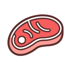Cartoon Meat Steak Isolated on Black Background Icon