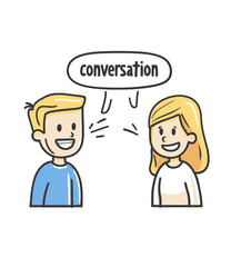 Fototapeta premium An illustration of a couple with a color icon on a transparent background, depicting conversation and chat