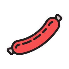 Cartoon Sausage Illustration on Black Background for Food