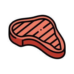 Grilled steak on a black background, meat illustration