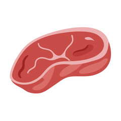 Cartoon steak illustration with fat marbling, isolated