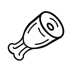 Cartoon outline illustration of a delicious meaty ham hock