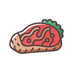 Appetizing bruschetta icon on black background - vector graphic