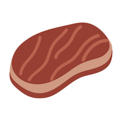 Cartoon Illustration of Steak Cut on Black Background