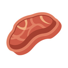 Cartoon beef steak on black background, food vector
