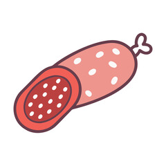 Cartoon Sausage Illustration on Black Background - Food Concept