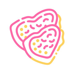 Two Colorful Heart-Shaped Slices on a Black Background