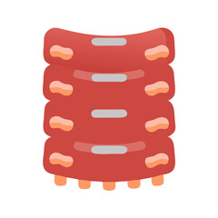 Cartoon Ribs Illustration on Black Background for BBQ