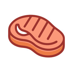 Grilled Steak Vector Illustration on a Black Background