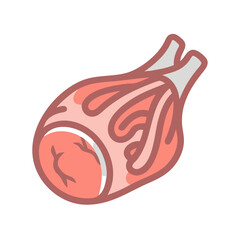 Stylized pork ham shank cut on black background