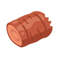 Cartoon bitten carrot slice on black background illustration