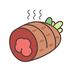 Cartoon Ham Roast: Illustration of Delicious Ham Dinner