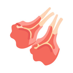 Lamb chops illustration on a black background vector