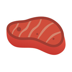Cartoon steak cut illustration on black background. Isolated image.