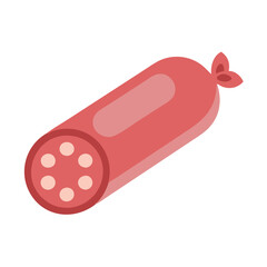 Cartoon Sausage, Cooked Meat Illustration On Isolated Black Background