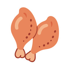 Two Cartoon Chicken Drumsticks Isolated on Black Background