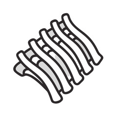 Fototapeta premium Modern Abstract Ribs Pattern Isolated on Black Background