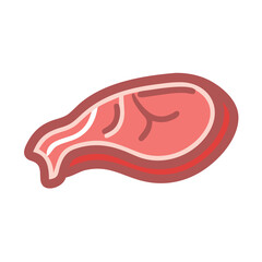 Stylized Pork Chop Meat Cut with Black Background