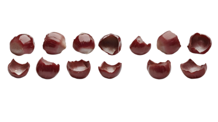 Abstract Arrangement of Red Cut Shapes Isolated on a Transparent Background