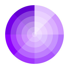 Purple radial circle. Chromatic wheel vector. Light dark contrast. Color spectrum symbol.