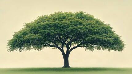 Majestic Solitude: A Serene Landscape Featuring a Single, Immense Tree