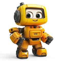 Adorable 3D Render of a Friendly Robot Character: A Playful Digital Art Design