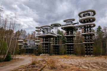 Tesla coil towers experimental stands of the High Voltage Research Center