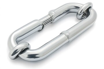 Obraz premium Chrome Metal Chain Link Oval Connector, Polished Steel, Closeup Macro