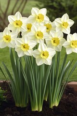 Fototapeta premium Beautiful Bunch of Creamy White Daffodils Spring Flowers