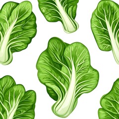 Fototapeta premium Fresh Green Leafy Vegetables on White Background for Cooking Use
