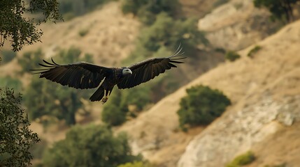 Obraz premium Majestic Bird in Flight Over Stunning Natural Landscape