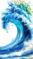 Powerful ocean wave with vibrant colors.