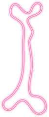 Neon outline of a curved figure forming a bone shape, with smooth, flowing curves and dynamic contours.