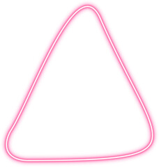 A dripping neon outline of a triangle shape, featuring smooth contours and glowing pink edges that highlight the form.