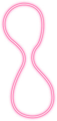 Flowing form in the shape of an hourglass, outlined with glowing neon pink strokes and emphasizing smooth, fluid curves.