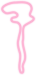 Liquid shape with a smooth tail pattern, glowing pink outline defining the form.