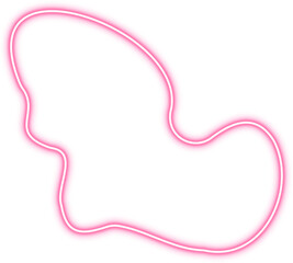 Squiggly, organic blob shape with a flowing path and glowing pink outline.