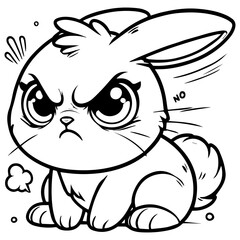 Angry Bunny Character. Cartoon Rabbit