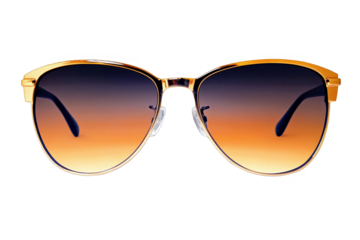 Golden Sunglasses Illustration With Gradient Lens Isolated on Transparent Background